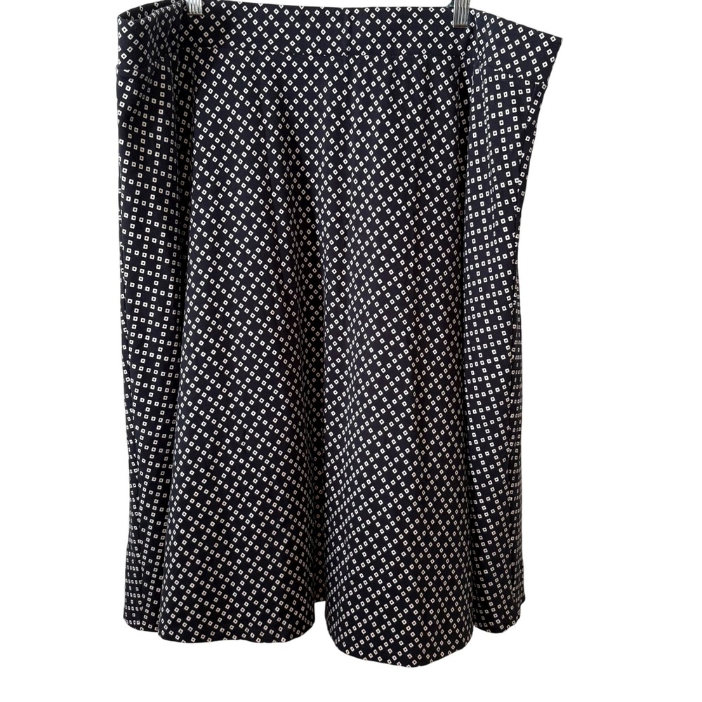 Lands' End Women's Navy White Abstract Print Jersey Skirt in Size 2X‎